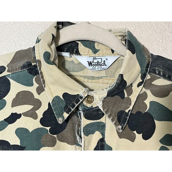 Woolrich Mens Long Sleeve Shirt Heavy Cotton Duck Camo Rugged READ XL Hunting - Picture 4 of 11
